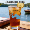 Glass with iced tea and lemon, featuring Lake Canyon Texas map design.