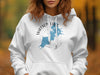 White hoodie with Watson Lake Arizona graphic and compass design.