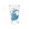 Clear glass pint glass with Merrill Creek Reservoir map and text.