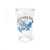 Clear glass pint glass with Lake Minnetonka map and text.