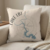 Pillow with Lake LBJ Texas map and compass design.