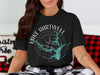 Black t-shirt with Lake Hartwell South Carolina map and compass graphic.