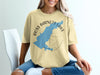Light yellow t-shirt with Ross Barnett Lake Mississippi map and compass graphic.