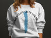 White sweatshirt with "Mosquito Creek Lake Ohio" compass design and blue lake graphic.