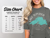 Comfort Colors 1717 heavyweight adult tee size chart with width and length measurements.