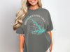 Smith Mountain Lake Virginia map and compass graphic on grey t-shirt.