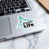 Stockton Lake map sticker with "Stockton Life" text on a laptop.