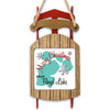Wooden sled ornament with "Merry Christmas From Floyd Lake" text and snowflakes.