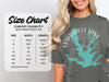 Comfort Colors 1717 heavyweight adult tee size chart with width and length measurements.