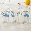 Three clear glasses each feature a blue map of Choke Canyon Lake, Texas.