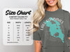 Comfort Colors 1717 heavyweight adult tee size chart with width and length measurements.