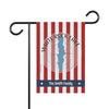 Red and white striped flag with blue White Rock Lake shape and "The Smith Family."