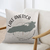 Pillow with map of Lake Michigan and text "Lake America".