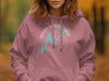 Pink hoodie with Logan Martin Lake Alabama compass and map graphic.