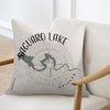 Saguaro Lake Arizona map and compass design on a decorative pillow.
