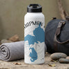 White water bottle with "CHAPMAN L" text and a blue map illustration.