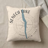 Cream pillow with Seneca Lake map, compass rose graphic, and New York text.