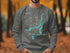 Grey sweatshirt with Shuswap Lake, British Columbia compass design.