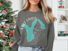 Lake Union Washington map and compass graphic on grey sweatshirt.