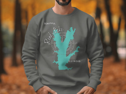 Beautiful Rend Lake Illinois Map Design T-Shirt or Sweatshirt