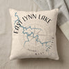 Off-white throw pillow with East Lynn Lake map and compass design.