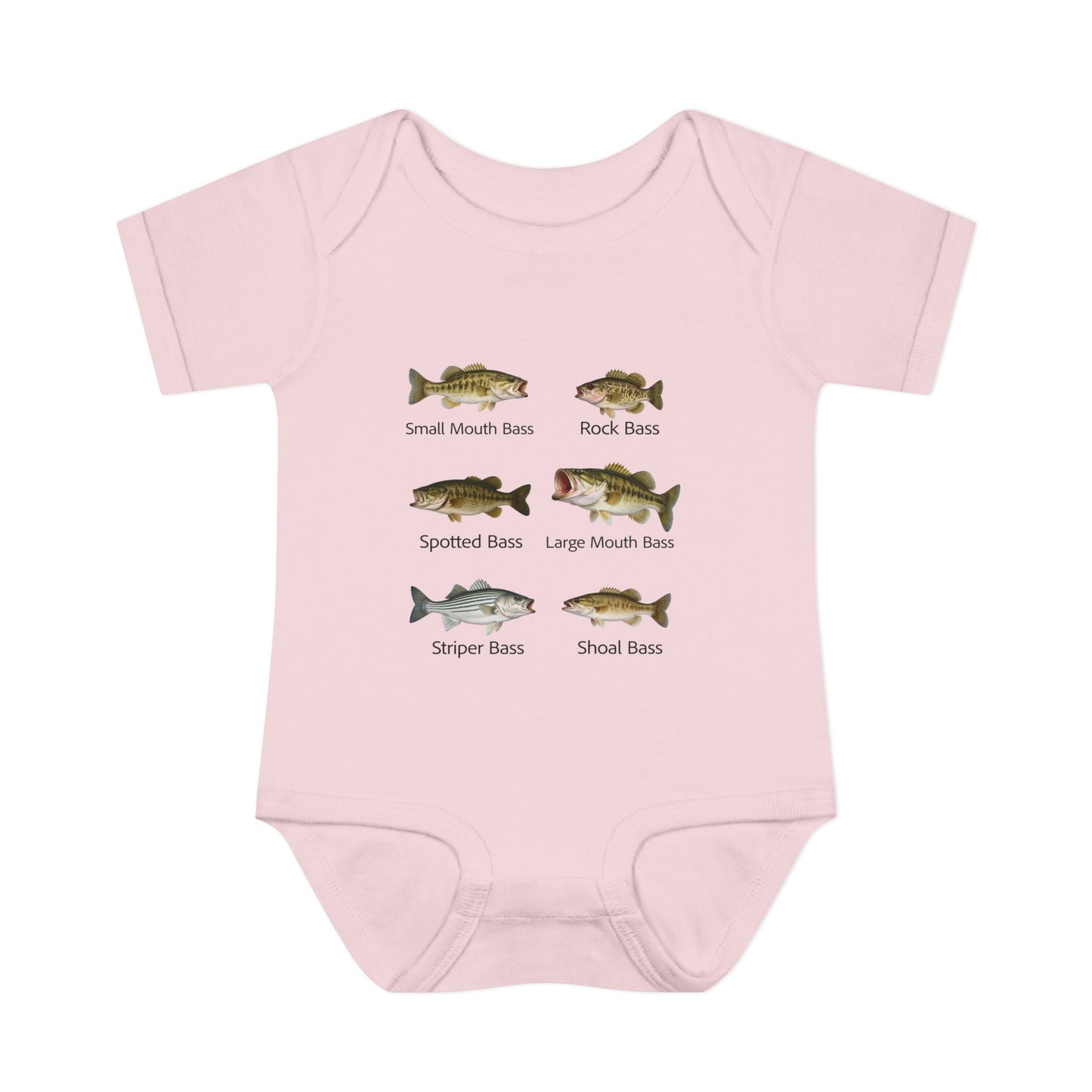 Bass Fish Cute Baby Infant Bodysuit Onesie | Smallmouth, Rock, Spotted, Striper, Largemouth Bass Cool Fishing Baby Onesie