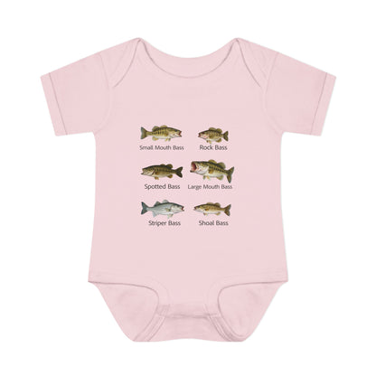 Bass Fish Cute Baby Infant Bodysuit Onesie | Smallmouth, Rock, Spotted, Striper, Largemouth Bass Cool Fishing Baby Onesie