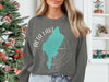 Grey sweatshirt with teal Alta Lake map and compass graphic, text "Alta Lake Washington".