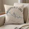 Pillow with "Taylorsville Lake Kentucky" text, map, and compass graphic.