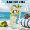 Glass with "Lake Houston Texas" and compass graphic, by Lake Lodge Media.