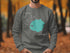 Grey sweatshirt with "Beautiful Crater Lake Oregon" text and teal lake map.