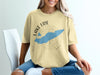 Yellow t-shirt with Lake Erie map and compass design, "OHIO" text.