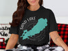 Black t-shirt with Sand Lake Ontario graphic and compass rose