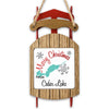 Wooden sled ornament with "Merry Christmas From Cedar Lake" text and snowflakes.