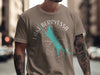 Brown t-shirt with Lake Berryessa California map and compass graphic.