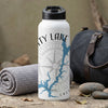 White water bottle with "Sacramento Lake" text and blue lake map graphic.
