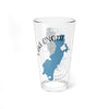 Clear glass pint glass with "Lake Onota Massachusetts" and map graphic.