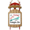 Small wooden sled ornament with "Merry Christmas From Huntington Lake" text.