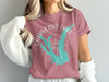 Calaveras Lake Texas map and compass design on a rose t-shirt.