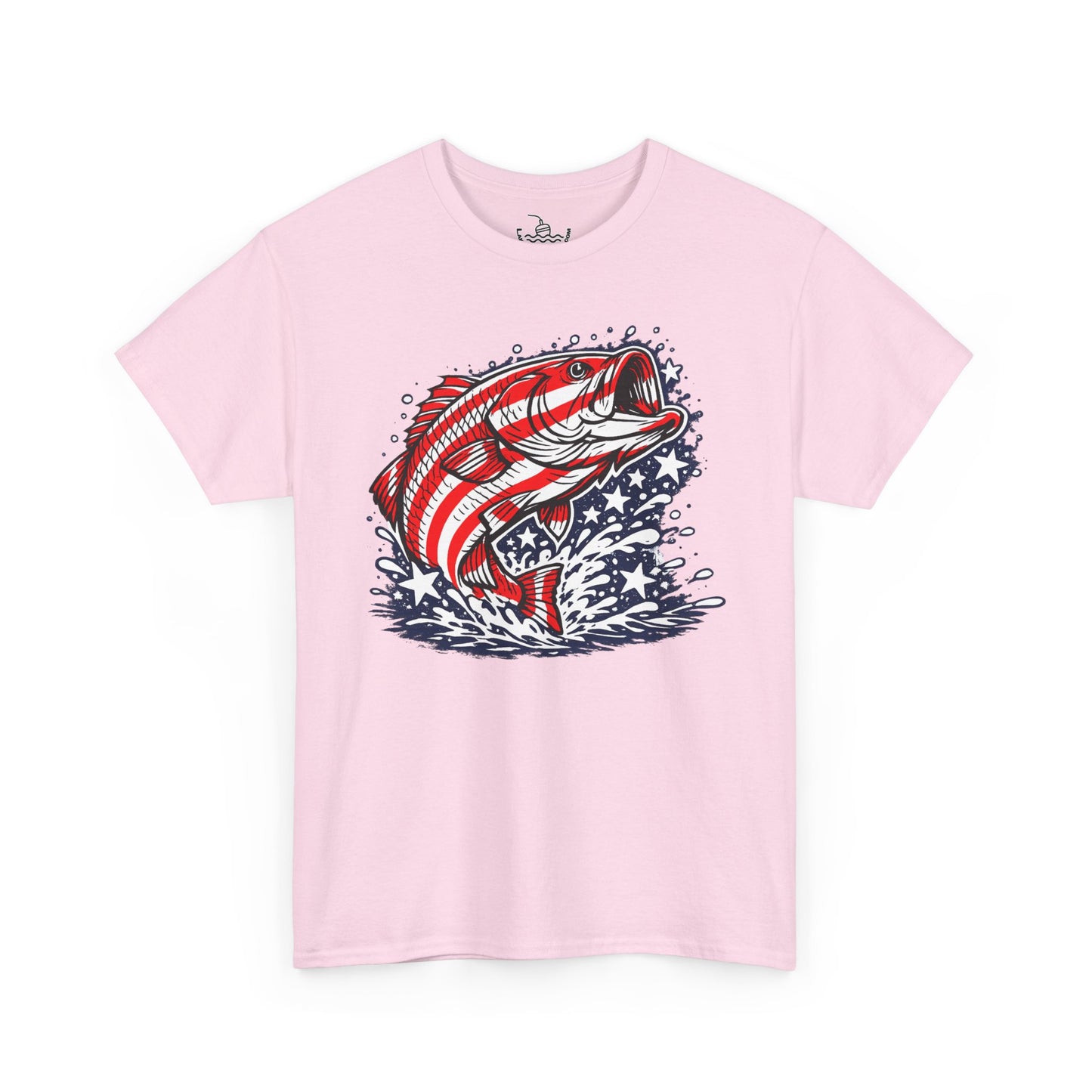 Patriotic Bass Fishing Shirt | American Flag Pride Design on Largemouth Bass with Stars and Stripes Tee for Fourth of July