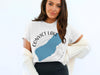 White t-shirt with Convict Lake California graphic and compass rose.