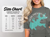 Comfort Colors 1717 heavyweight adult tee size chart with width and length measurements.
