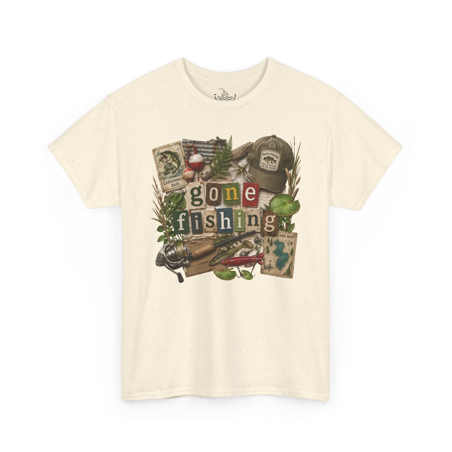 Gone Fishing T-Shirt | Scrapbooking Letters Retro Vintage Design | Retirement and Father's Day Shirt