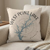 West Point Lake Georgia map design on a textured cream pillow.
