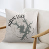 Babin Lake North Carolina map on a textured pillow in a chair.