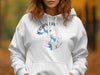 White hoodie with "Jordan Lake Alabama" and compass graphic on chest.