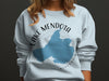 Light blue sweatshirt with Lake Mendota, Wisconsin map and compass design.