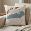 Pillow with Lake Ontario map, compass, and text "CANADA"