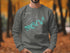Gray sweatshirt with a compass rose and map of Douglas Lake, Tennessee.