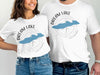T-shirts with "Dream Lake Colorado" and a blue lake silhouette on a compass.